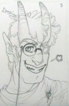 fanart of tiefling au grunkle ford with a monocle looking cute for ko-fi reward