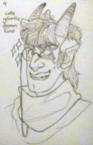 fanart of tiefling au grunkle ford with a monocle for ko-fi reward